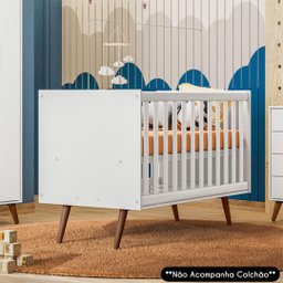 Berço Americano Mini Cama Retrô Q Encanto Branco - Qmovi - 2