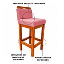Ver imagem 6 de Banqueta Alta de Madeira Aurora Balcão Cozinha Bistro com Encosto Suede Rosa