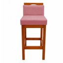 Ver imagem 2 de Banqueta Alta de Madeira Aurora Balcão Cozinha Bistro com Encosto Suede Rosa