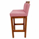 Ver imagem 3 de Banqueta Alta de Madeira Aurora Balcão Cozinha Bistro com Encosto Suede Rosa