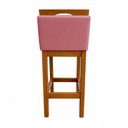Ver imagem 4 de Banqueta Alta de Madeira Aurora Balcão Cozinha Bistro com Encosto Suede Rosa