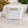 Caixa Organizadora Rattan 15 Litros com Tampa - Praticidade e Estilo Cor:branca - 2