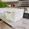 Caixa Organizadora Rattan 15 Litros com Tampa - Praticidade e Estilo Cor:branca - 7