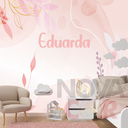 Ver imagem 3 de Papel de Parede Infantil Ramos Flores Rosa