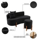 Ver imagem 3 de Conjunto Sofá Curvo Orgânico + 01 Puff Luna Boucle Preto - Montanaris Decor