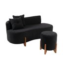 Ver imagem 2 de Conjunto Sofá Curvo Orgânico + 01 Puff Luna Boucle Preto - Montanaris Decor