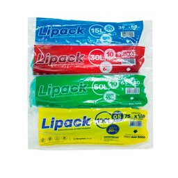 Saco de Lixo 50 Litros Verde Rolo com 10un - Lipack, Tamanho: 50 Litros - 1