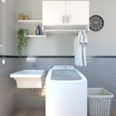 Ver imagem 2 de Armário Suspenso para Lavandeira com Suporte para Cabides