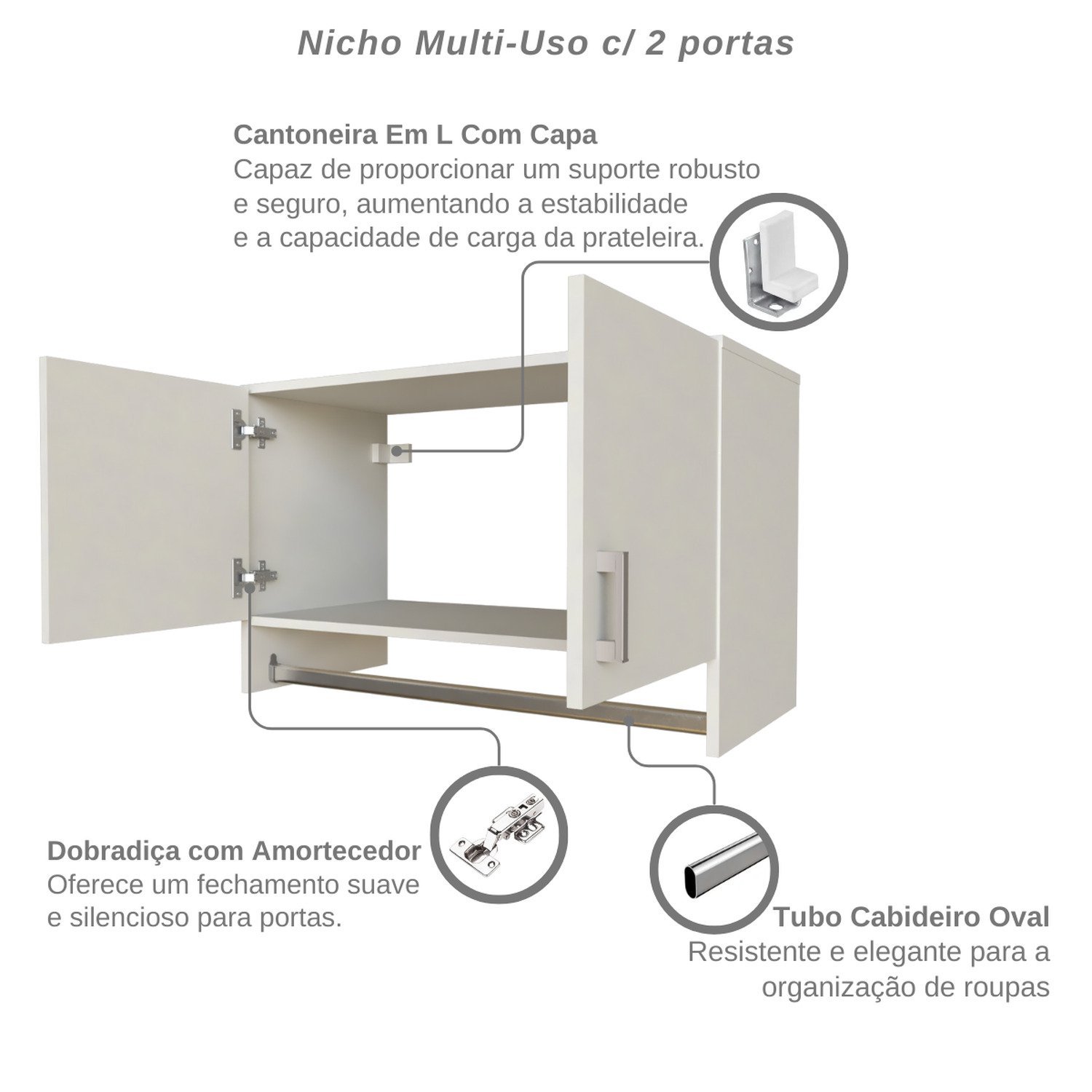 Armário Suspenso para Lavandeira com Suporte para Cabides - 9