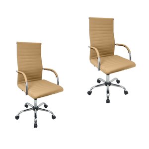 Kit 2 Cadeira Eames Esteirinha Presidente Escritório Alta Branca Preta Bege