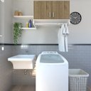 Ver imagem 2 de Armário Suspenso para Lavandeira com Suporte para Cabides