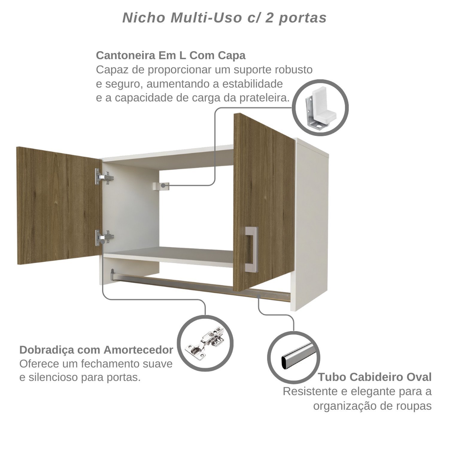 Armário Suspenso para Lavandeira com Suporte para Cabides - 10