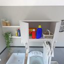 Ver imagem 6 de Armário Suspenso para Lavandeira com Suporte para Cabides Cinza/Branco/Cristal