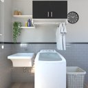 Ver imagem 2 de Armário Suspenso para Lavandeira com Suporte para Cabides