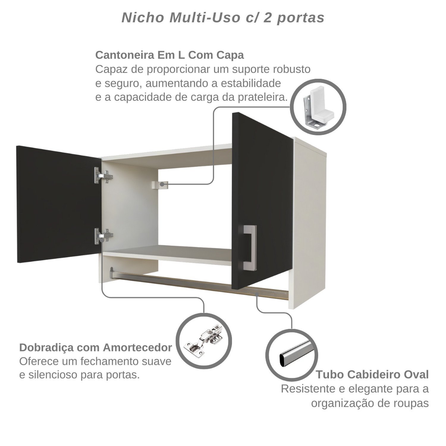 Armário Suspenso para Lavandeira com Suporte para Cabides - 10