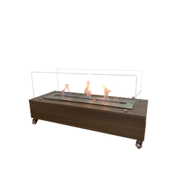 Lareira Ecológica Inox 80 Cm Carvalho Grande Rodízios Vidros - 1