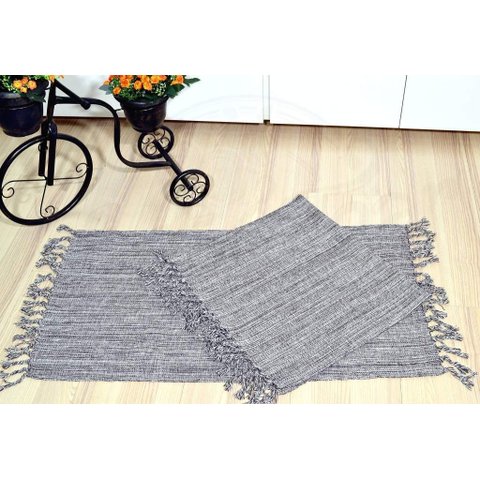 Par de Tapetes de Tear Retangular - Marrom Mesclado Arte & Tear