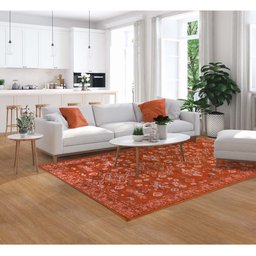 Tapete Sala Classico Oriental 100X150 Cm Tipo Belga Laranja - 6
