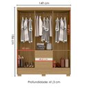 Ver imagem 3 de Guarda Roupa Casal Coimbra 6 Portas 149 Cm Atacama Grafite Armoveis