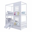 Ver imagem 2 de Treliche Infantil Casinha Reta com 02 Janelas e Escorregador Madeira Maciça Branco Megamobilia