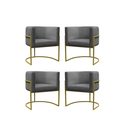 Ver imagem 1 de Kit 4 Poltrona Reforçadas Decorativa Sala de Estar Carla Base Ferro Dourada Suede Cinza