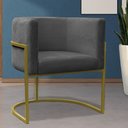 Ver imagem 3 de Kit 4 Poltrona Reforçadas Decorativa Sala de Estar Carla Base Ferro Dourada Suede Cinza