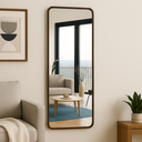 Ver imagem 1 de Espelho Decorativo 110x50cm Corpo Inteiro com Moldura em Alumínio Marrom Ambiente Moderno