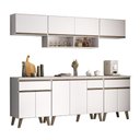 Ver imagem 1 de Cozinha Completa Atlanta Smart 6 Módulos MDP 225cm Branco Móveis Carraro