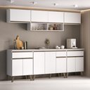 Ver imagem 2 de Cozinha Completa Atlanta Smart 6 Módulos MDP 225cm Branco Móveis Carraro