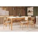 Ver imagem 2 de Mesa Cozinha Petra Premium Madeira Maciça c/ Tampo Madeirado c/ Vidro 200x100cm e 6 Cadeiras Stela