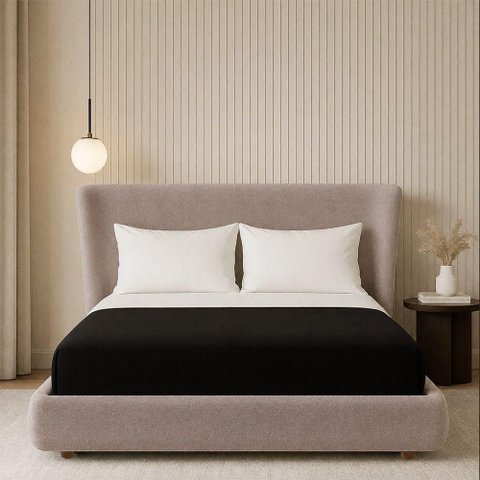Cama Japonesa Queen Seo com Cabeceira Corea Veludo Amêndoa Sallar Home 174cm