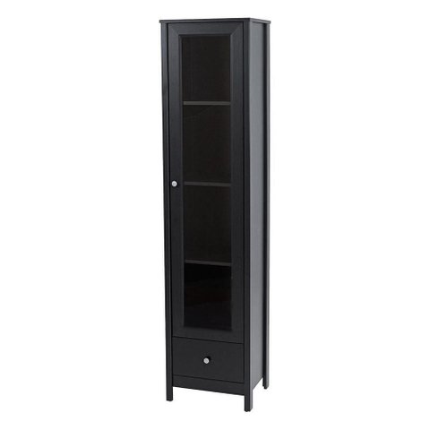 Cristaleira 1 Porta Vidro 1 Gaveta 180x43 Cm E962 Preto Dtall Preto