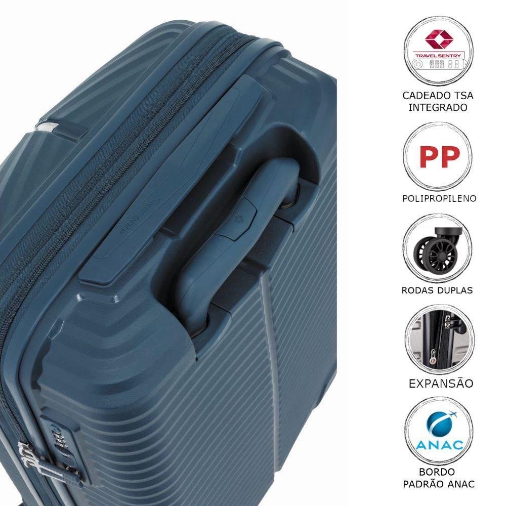 Mala de Bordo Pequena para Viagem Expansível em Polipropileno Samsonite Varro Cadeado Tsa Azul - 6