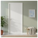Ver imagem 1 de Kit Porta de Madeira Reversível 210x60cm Batente 14x6cm Pinhal Branco/Laca UV Lisa