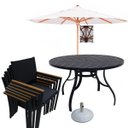 Ver imagem 1 de Jogo de Mesa Ripada 6 Cadeiras para Jardim Área Externa + Guarda Sol