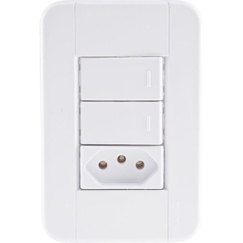 Conjunto 4x2 com 2 Interruptores Simples 10 a 250 V e 1 Tomada 2p+t 10 a 250 V Tablet Bra