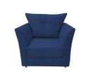 Ver imagem 3 de Kit Namoradeira + 2 Poltronas Decorativa Isis Suede Azul Marinho Pés Madeira Mz Decor