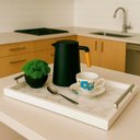 Ver imagem 5 de Bandeja Retangular Café da Manhã com Alça Inox 25x46cm Branco/marmorizado - Arkell