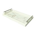 Ver imagem 2 de Bandeja Retangular Café da Manhã com Alça Inox 25x46cm Branco/marmorizado - Arkell