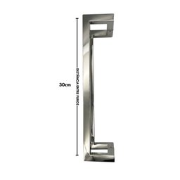 Puxador Porta Inox Deslocado Livrando a Fechadura Polido 30cm - 7
