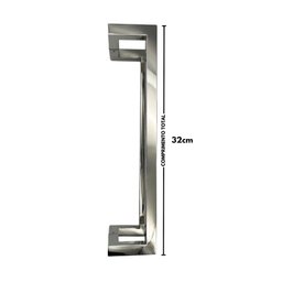 Puxador Porta Inox Deslocado Livrando a Fechadura Polido 30cm - 8