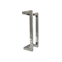 Puxador Porta Inox Deslocado Livrando a Fechadura Polido 30cm - 2