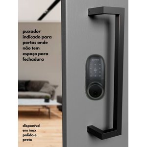Puxador Porta Inox Deslocado Livrando a Fechadura Polido 30cm