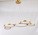 Ver imagem 2 de Pendente Moderno Aros Dourado 95cm Led 65w 3000k Bivolt 14539-pl