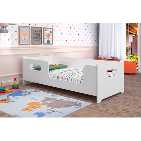 Cama Solteiro Montessoriana Encanto P/ Crianças -100% Mdf - Branca