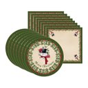 Ver imagem 1 de Kit Sousplat + Guardanapo Natal Boneco Neve/borda Verde - 8 Peças - sem Base