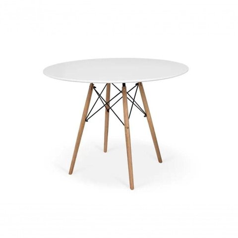 Mesa Eiffel 4 Lugares Redonda Madeira 80cm Branco para Sala de Jantar Cozinha Escritório