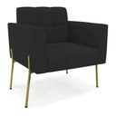 Ver imagem 4 de Sofá Namoradeira e 2 Poltronas Pé de Ferro Dourado Elisa Veludo Preto D03 - D'Rossi