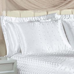 Kit Cobre Leito Fascínio Super King Cetim c/ Tule de Pérola 10 Peças - Branco - 2