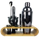 Ver imagem 2 de Coqueteleira Profissional com Acessórios em Aço Inox 750ml Kit Barman Base em Madeira - Black